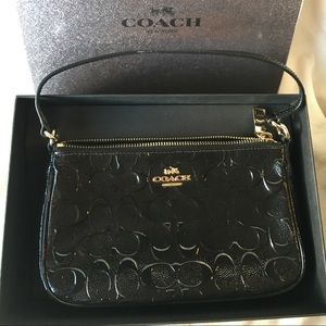 🆕 Coach Black Leather Top Handle Signature Bag